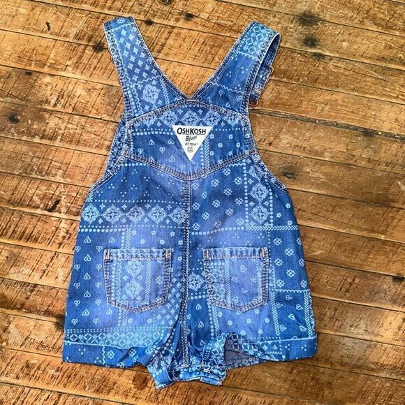 Oshkosh B’gosh blue patchwork farmer 6 month overalls - Picture 3 of 3